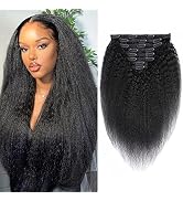 Real Human Hair Yaki Kinky Straight Clip In Hair Extensions 100% Human Hair 8 pieces 120gram/set ...