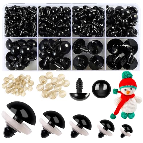 142 Pcs Safety Eyes for Crochet Toys | 5 Sizes (6mm-12mm) | Durable Plastic Eyes for Amigurumi DIY Crafts | Easy-Install Washers for Secure Fit | Perfect for Crafters Parents Toy Makers