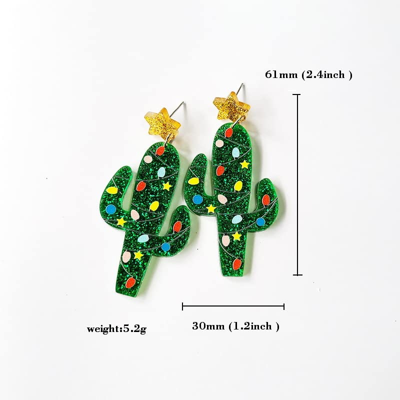 Christmas Earrings Acrylic Cute Santa Claus Christmas Tree Gingerbread Dinosaur Cactus Earrings Christmas Jewelry Gift for Women2