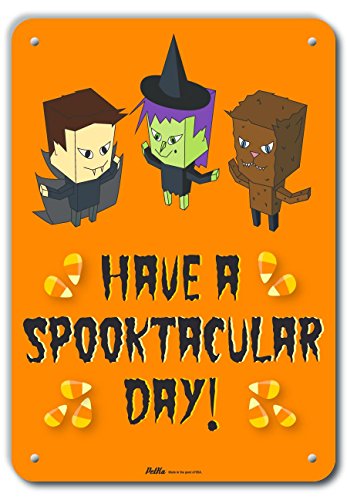 Panneau plastique Spooktacular pour votre decoration de fete Halloween orange
