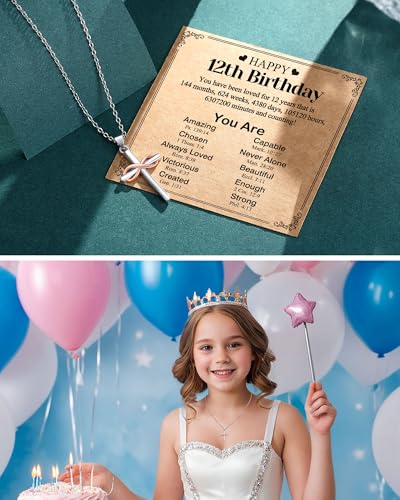 UPROMI Happy 10th/11th/12th/13th/14th/15th/16th/17th/18th/21st Birthday Gifts for Girls Her, Cross Necklace Birthday Gift Ideas4