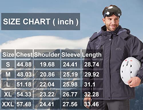 Image of ELLSWOS Men's Waterproof Ski Jacket Winter Snow Coat Warm Hooded Raincoat Windproof Windbreakers