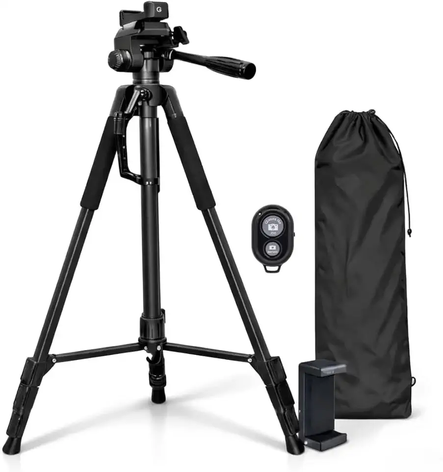 Tripé 1,80M Profissional com Regulagem de Altura e Suporte Peso 2,5Kg para Celular, Câmera + Controle Disparador Selfie Bluetooth
