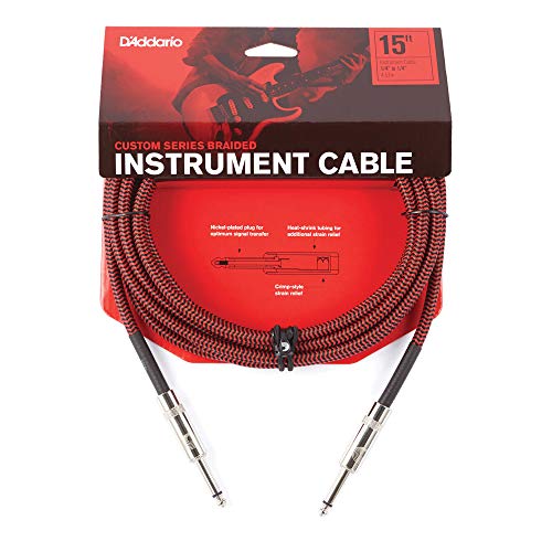Image of D'Addario Accessories Braided Instrument Cable, 15' - Red