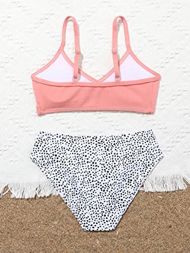 Milumia Girl's Two Piece Swimsuit Wrap V Neck Spaghetti Strap Wireless Bikini Set2