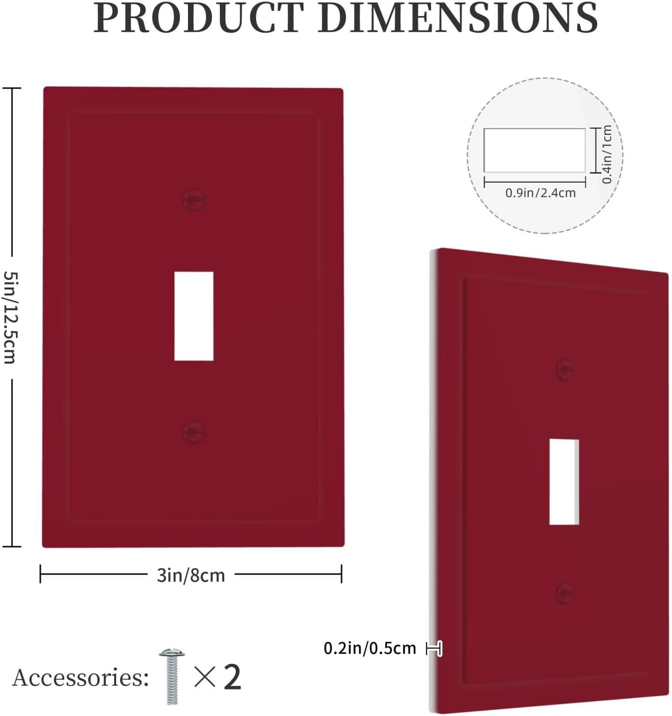 Light Switch Cover Plate Burgundy Red 1 Gang Wall Plate Cover Single Toggle Outlet Covers Decorative Switch Plate Covers Electrical Faceplate for Bathroom Bedroom Home Decor