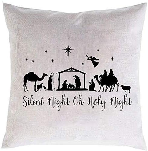 FaceYee Christmas Nativity Scene Silent Night Oh Holy Night Pillows Cushion Covers Jesus Baby Decoratives Two Side Linen Color:16