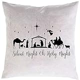 FaceYee Christmas Nativity Scene Silent Night Oh Holy Night Pillows Cushion Covers Jesus Baby Decora