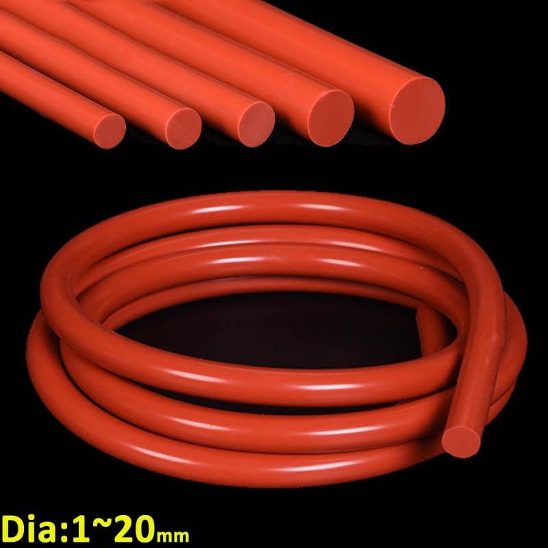 Rubber Solid Seal Strip, 1Meter/pc Red Solid Silicone Seal Strips Rubber Gasket O Ring Cord High Temperature Waterproof Round Rod Dia 1mm/1.5/2/2.5/3/3.5/4/4.5~20mm(20mm)