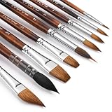 Watercolor Brushes Professional, Fuumuui 9pcs Sable Paint Brushes & Natural Squirrel Mop Brush Set with Extended Needle, Round Point, Flat, Dagger, Quill Wash for Watercolor Gouache Inks