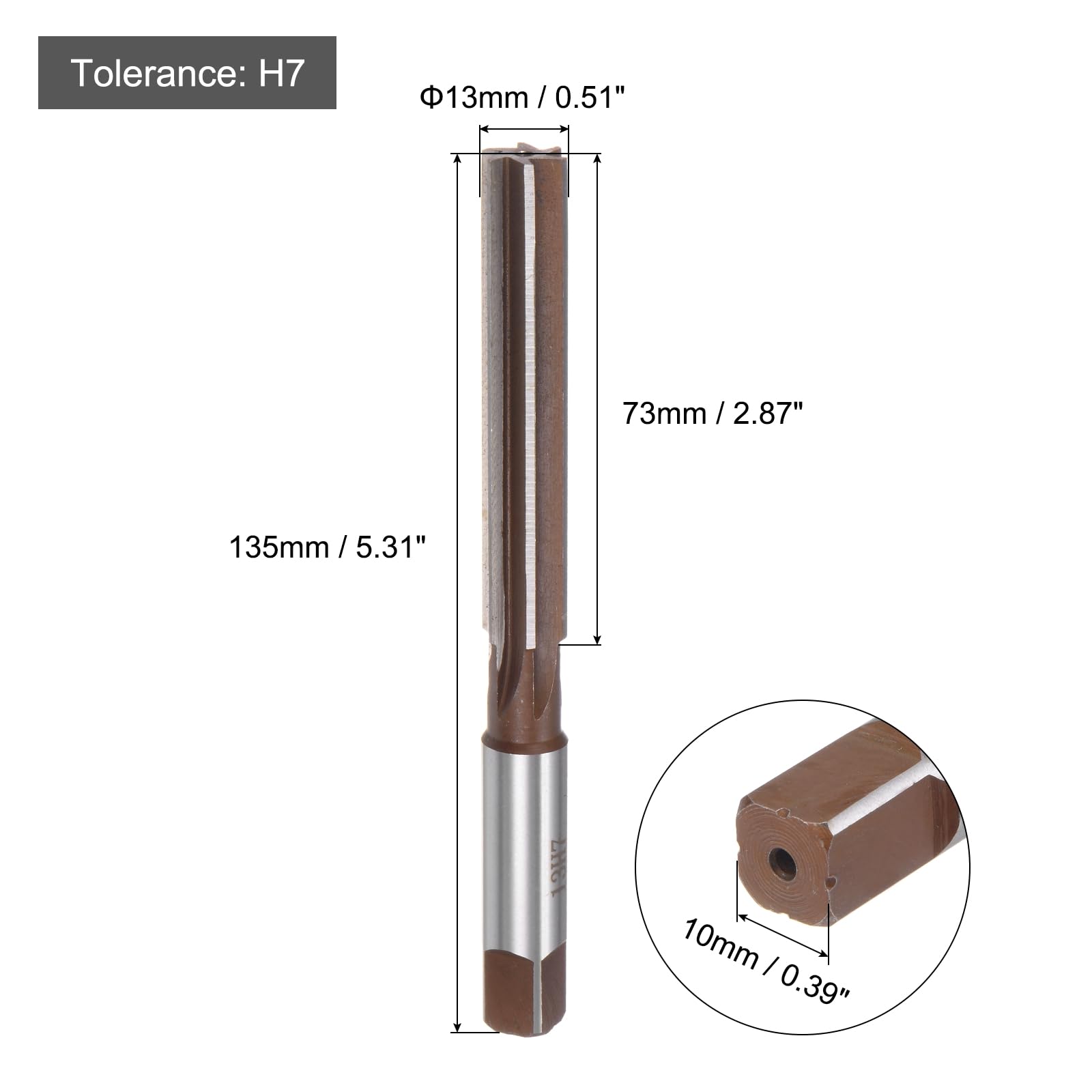 Alesatore Manuale 13mm H7 Per Metallo E Legno - Punta In Acciaio 9SiCr, Flauti Dritti, Per Lavori Di Precisione Su Fori