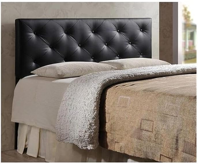 HomeStock Upholstered Headboard, Modern Bedroom Headboard, Faux Leather Headboard Black/King