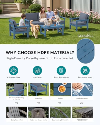 Image of SERWALL HDPE Outdoor Patio Furniture Set with Coffee Table