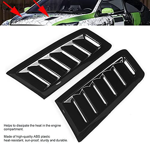 Saída de ar do capô, ventilação do capô frontal resistente ao calor para carro(Preto brilhante)