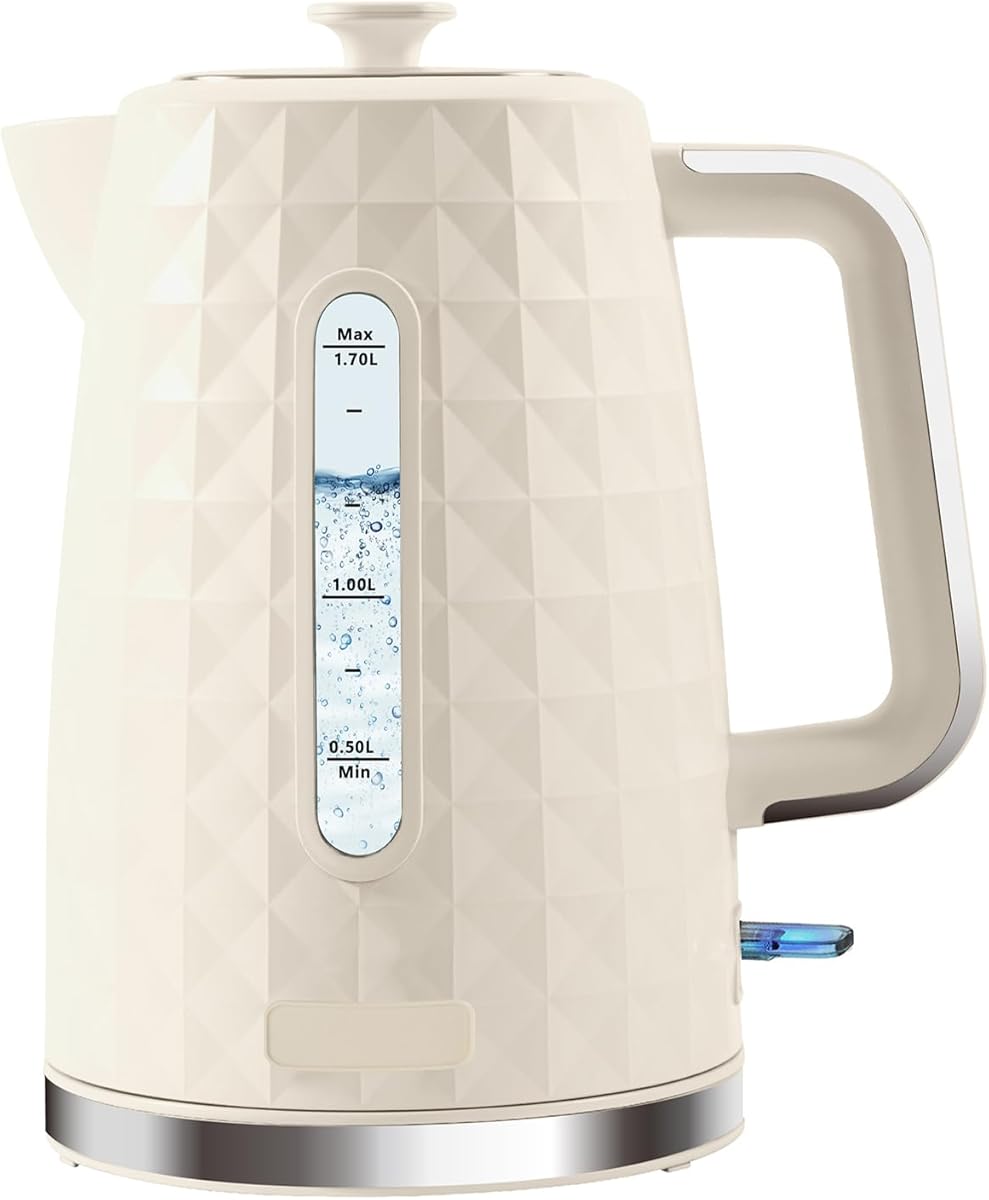 1.7L Electric Kettle, Fast Boiling 1200W Hot Water Boiler, 360° Cordless Design,Electric Tea Kettle for Boiling Water Auto Shut Off Boil Dry Protection，Electric Water Kettle for Coffee Tea,Beige