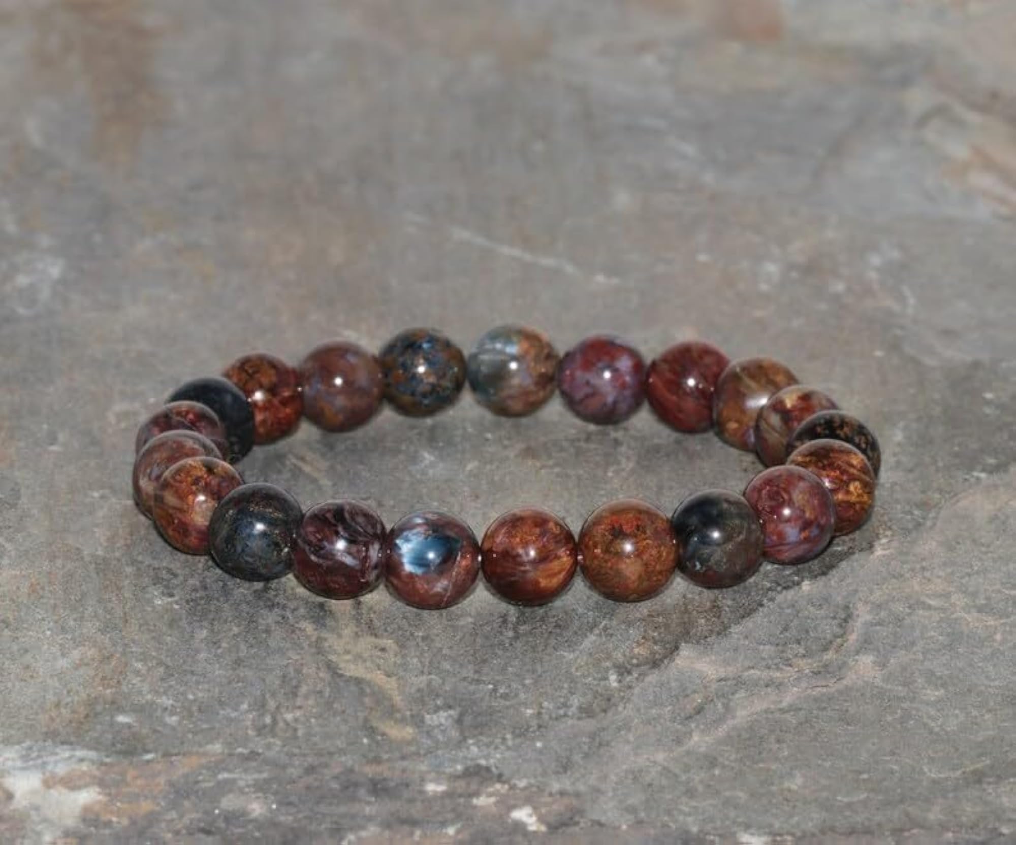 Natural Pietersite 10mm Round Smooth Cut Beads Stretch Bracelet, Unisex