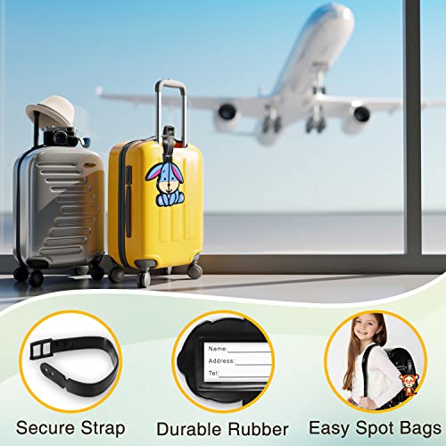 Akkya 4 Pack Luggage Tag For Suitcases Bag Baggage Travel Tags Identifiers Cute Lovely Cartoon Large Silicone Name Luggage Id Tags For Kids Women Girls Men Xlp0803-06 #TOP4