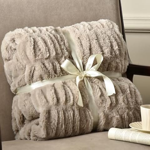 PHF Fluffy Faux Fur Throw Blanket Cover