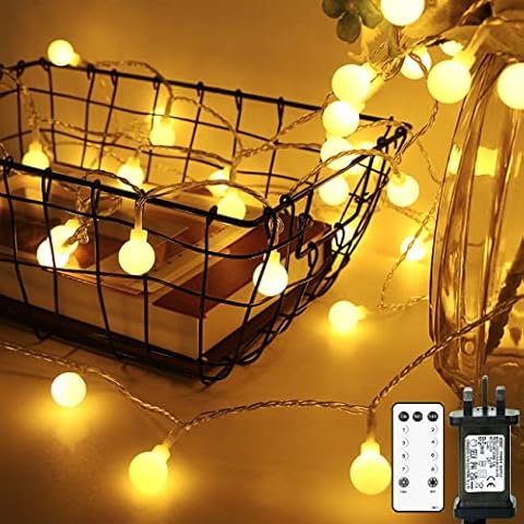 litogo Globe String Lights Mains Powered, 120 LED 17 M/56 FT Fairy Lights Plug in, 8 Modes Waterproof Christmas Lights with Remote & Timer for Indoor/Outdoor Garden Patio Gazebo Wedding Bedroom Decor Cover