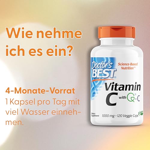 Doctor's Best, Vitamin C mit Quali C, 1.000mg, 120 vegane Kapseln, Laborgeprüft, Glutenfrei, Sojafrei, Vegetarisch