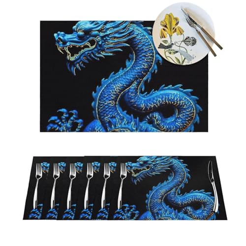 Set de table intérieur et extérieur pour repas de jardin bleu - 2