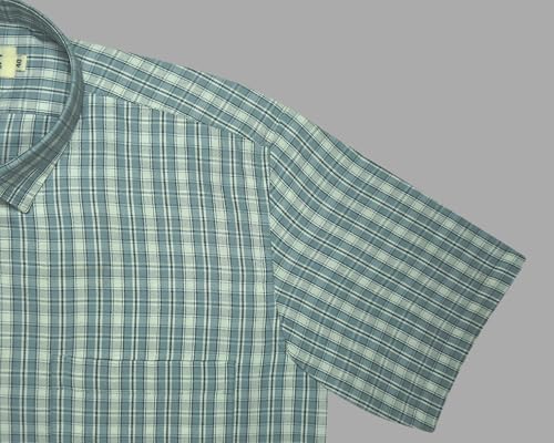 Image of GHPC Cotton Checkered Half Sleeves Regular Fit Formal Shirt for Men