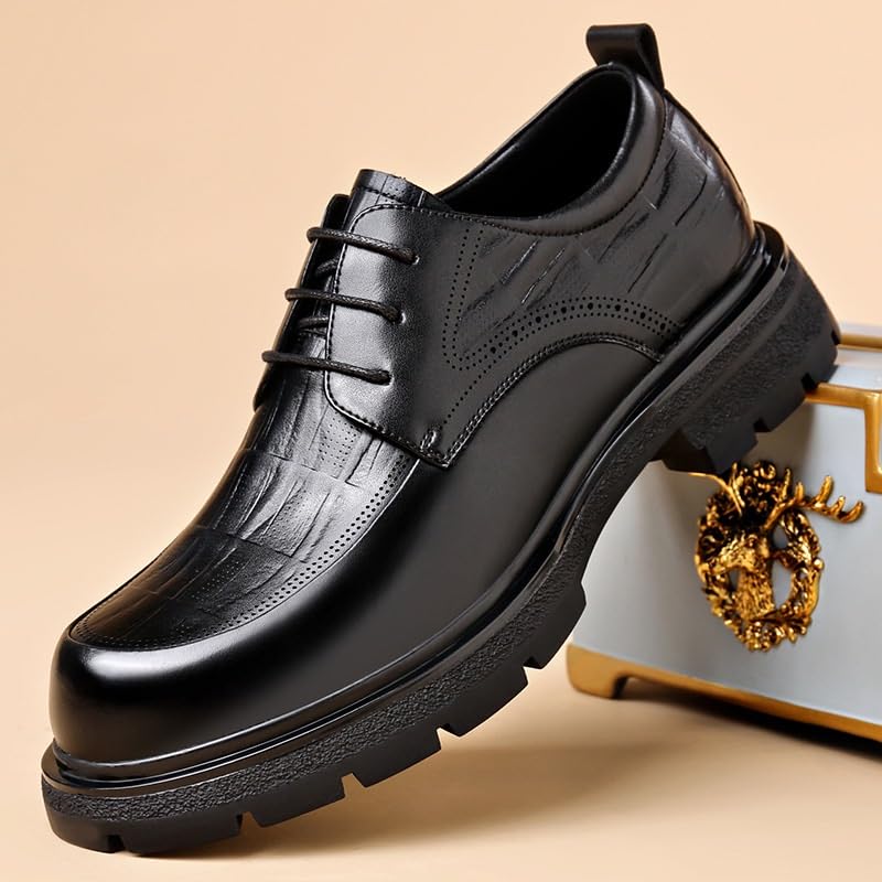 Men Oxford Superior Flexural Leather Fashion Dress Shoes Lace-Up Anti-Slip Formal Duty Work Shoes3