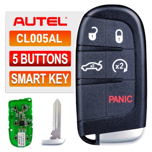 Autel MaxiIM IKEY Programmable Blank Key for Chrysler Dodge 2026 IKEYCL005AL 5 Buttons Key Fob Replacement 130FT/ 40M Smart Keyless Entry Remote Work with Autel KM100 IM508S IM608 PRO 2 IM608S II