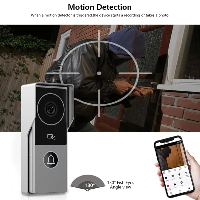 Timbre De Vídeo Con Cámara 1080P Y Monitor Táctil De 10", Conexión Por 2 Cables Y WiFi, Detección De Movimiento, Desbloqueo Remoto Y Compatible Con Tuya