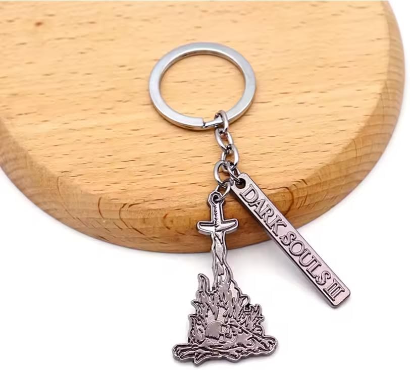 Bonfire Sword Keychain – Dark Fantasy RPG Sword in Flame Metal Key Ring – Gamer Gift for Men Women – Action RPG Accessories – Dungeons Bar Tag Pendant Keychain image 5