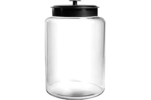 Anchor Hocking Montana Glass Jar with Lid, 2.5-Gallon, Black Metal Lid