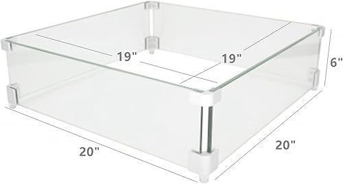 Miniatura 5 de FixtureDisplays Protector de viento para hoguera de 20 x 20 pulgadas, cuadrado de 0.315 in de grosor, protector contra el viento para hogueras 997G