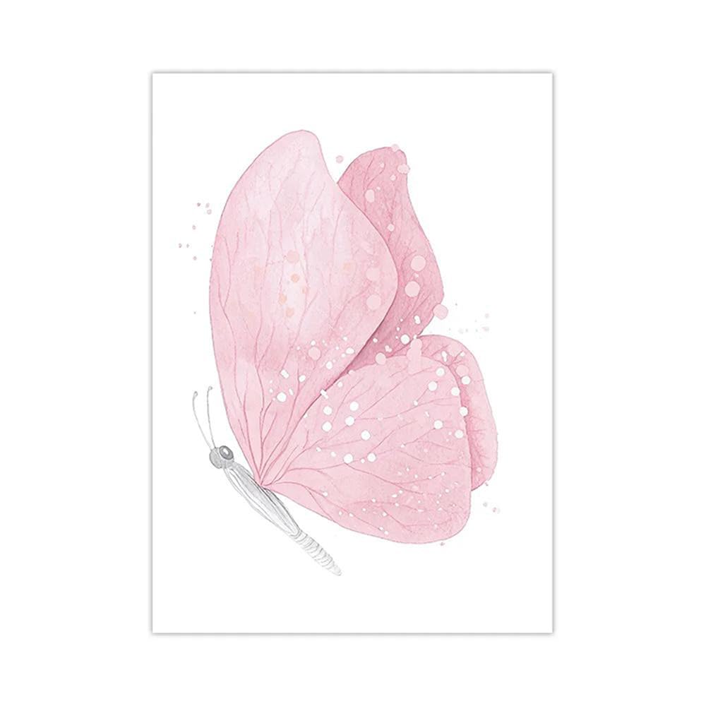 3 Laminas Habitacion Niña 30X40CM Cuadros Mariposas Poster Rosa Lienzo Habitacion Bebe Infantil Laminas Personalizadas Bebe Cuadros Decoracion Niña sin Marco
