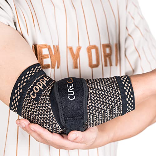 Curecare New Upgraded Tennis Elbow Brace + Copper Elbow Sleeve Set, Three-Way Use Elbow Support Matches Your Different Needs, Perfect Arm Brace For Tendonitis, Golfer, Tennis Elbow, Weightlifting (S) #TOP7