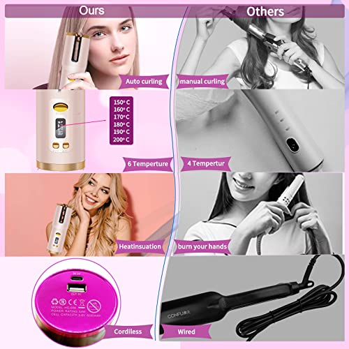 Senlly Cordless Automatic Hair Curler, Auto Curling Iron With Adjustable 6 Temperature And 11 Timer Settings, Wireless Portable Rotating Wand For Hair Styling (30S Fast Instant Heat, 5000Mah) #TOP4
