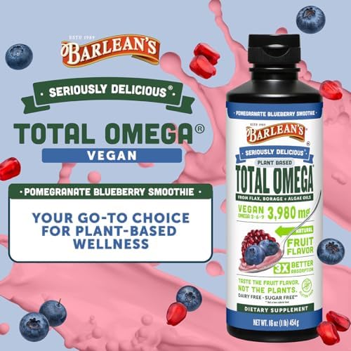 Barlean's Pomegranate Borage & Algae Oil, Omega 3-6-9 Flaxseed, Vegan, 16oz