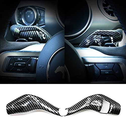 MEEAOTUMO Carbon Fiber Turn Signal Lever Switch and Windshield Wiper Control Lever Cover Interior Accessories for Ford Mustang 2015-2021