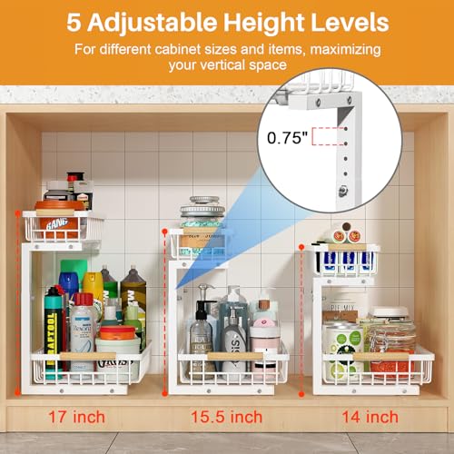 image for REALINN Under Sink Organizer, Height Adjustable Under Sink Organizers 