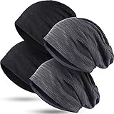 4 Pieces Slouchy Beanie Hat Baggy Skull Sleep Cap Stretch Knit Sleeping Hat Headwear Head Wrap Cap for Men Women
