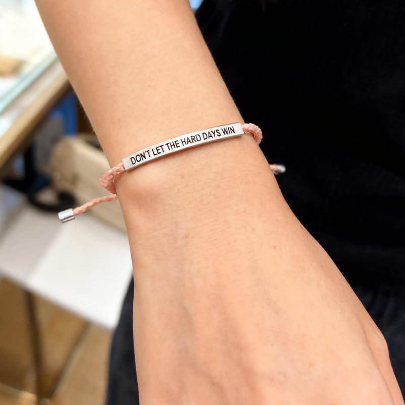 Dont Let The Hard Days Win Motivational Bracelet for Women, Adjustable Hand Bradied Wrap Stainless Steel Tube Engraved Bracelet, Inspirational Jewelry Gifts for Women and Men - Image 6
