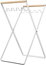 Thumparcy Foldable Easy Trash Can Rubber Bag Stand Wooden Handle 34cm Width (White)