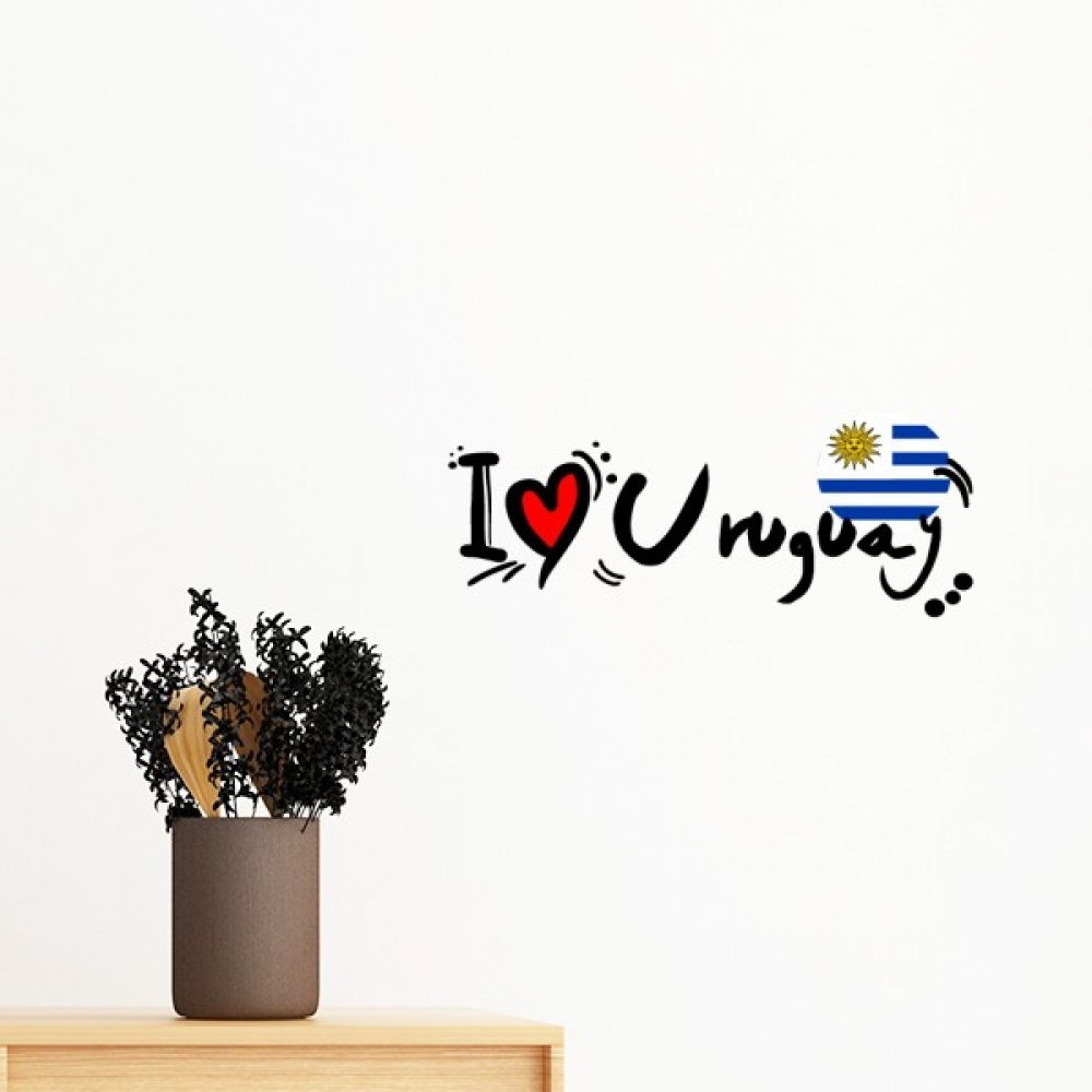 Autocollant mural Uruguay drapeau cœur vinyle amovible grand format 60cm