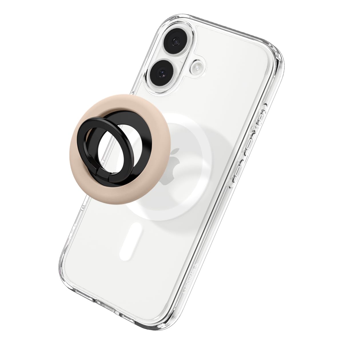 Spigen NanoPop MagFit Anello MagSafe per Telefono [Supporto a Cerniera Rotante] Compatibile con iPhone 17 17e 16 15 14 13 Pro e Cover MagSafe/​Pixelsnap per Samsung S26 S25 Ultra, Pixel 10 10a - Beige