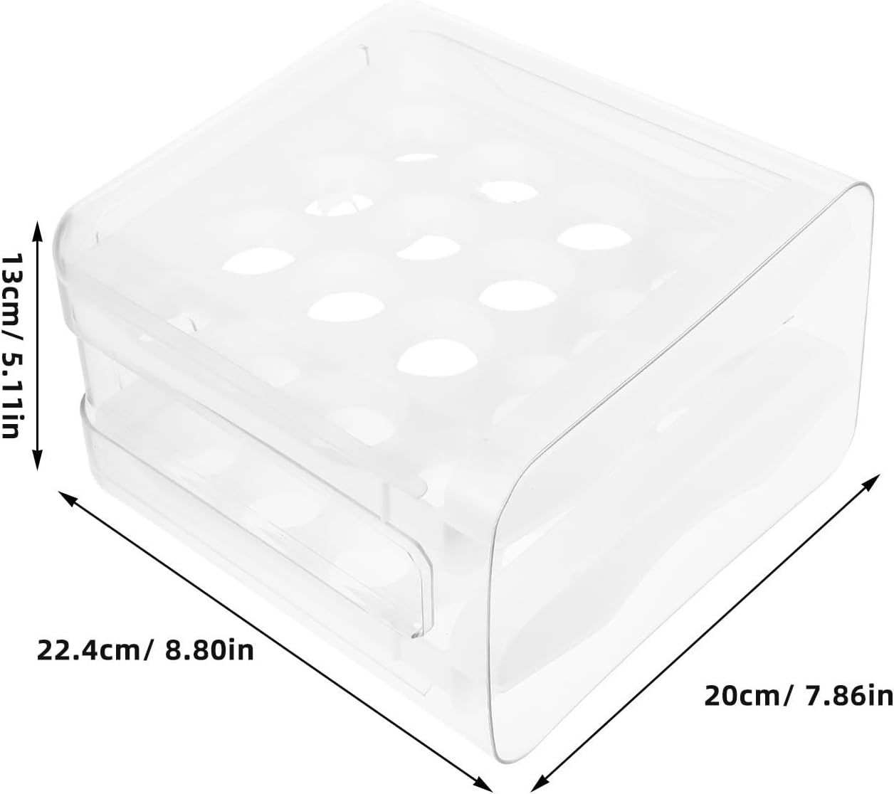 OSALADI Double Layer Egg Storage Box with Lid Refrigerator Egg Tray Sturdy Plastic Pet Material for Kitchen Countertop Placement and Fridge Organization