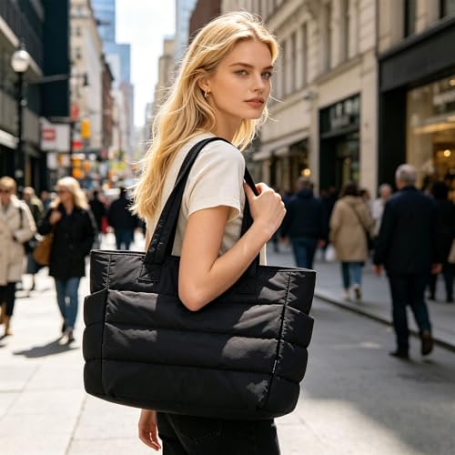 Image of Office Bag for Woman, Tote Bag for College Girls, Professional Work Bag for Daily Commute and Travel, Spacious Puffy Handbag in Gray Color, Ideal for Office Use and Business Trips