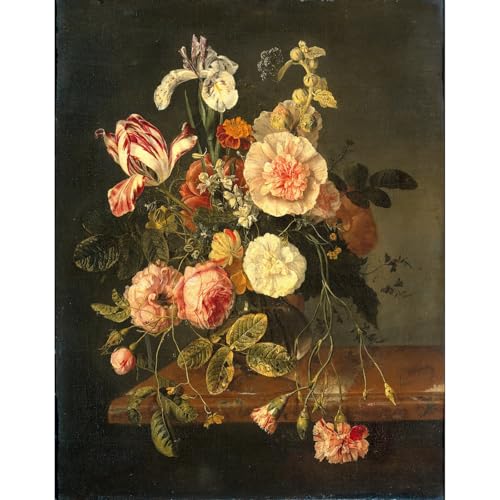 Reproduction aux couleurs vives Nature morte avec fleurs 1727 de qualité musée 76 cm