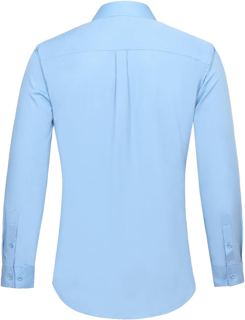 Men's Dress Shirt Slim Fit Long Sleeve Solid Button Down Shirts for Men Business Wedding - Image 3