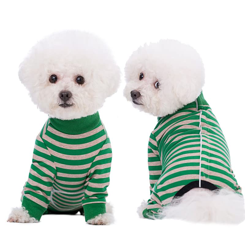 Image of Dog Surgery Recovery Suit for Small Dogs, 4-Legged Dog Onesie After Surgery with Back Snaps, Breathable Cotton Spay and Neuter Bodysuit for Female and Male Dogs