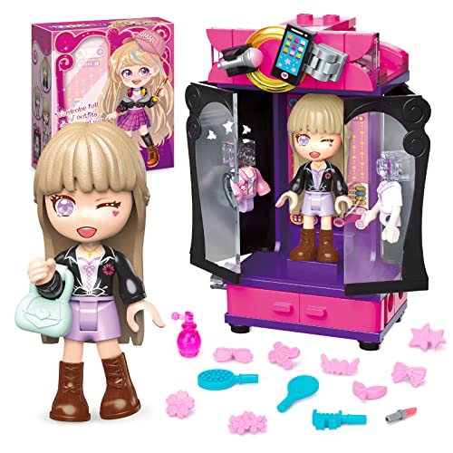 Friend Bauspielzeug Sets für Mädchen 5+ Jahre mit Mini-Puppen, 3-in-1 Spielfigur Geschenke für Kinder mit 3 Outfits Zubehör und Vitrine - 88 Stück Bausteine Cover