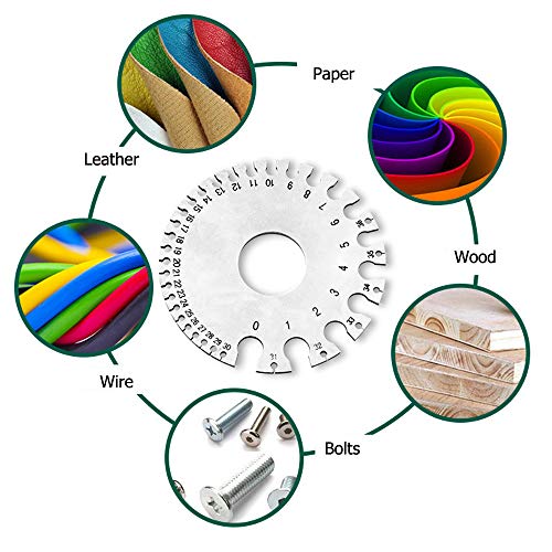 Qisf 2 Pack Stainless Steel Welding Gauge, Metal Welding Gage Plated Size Inspection Tool, Wire Sizes Thickness Gauge + Round Dual-Sided Wire Cable Sheet Gage Standard Thickness Metal Gauge Awg And Sa #TOP2